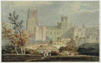 Vista da Catedral de Ely (lápis e wc no papel)
